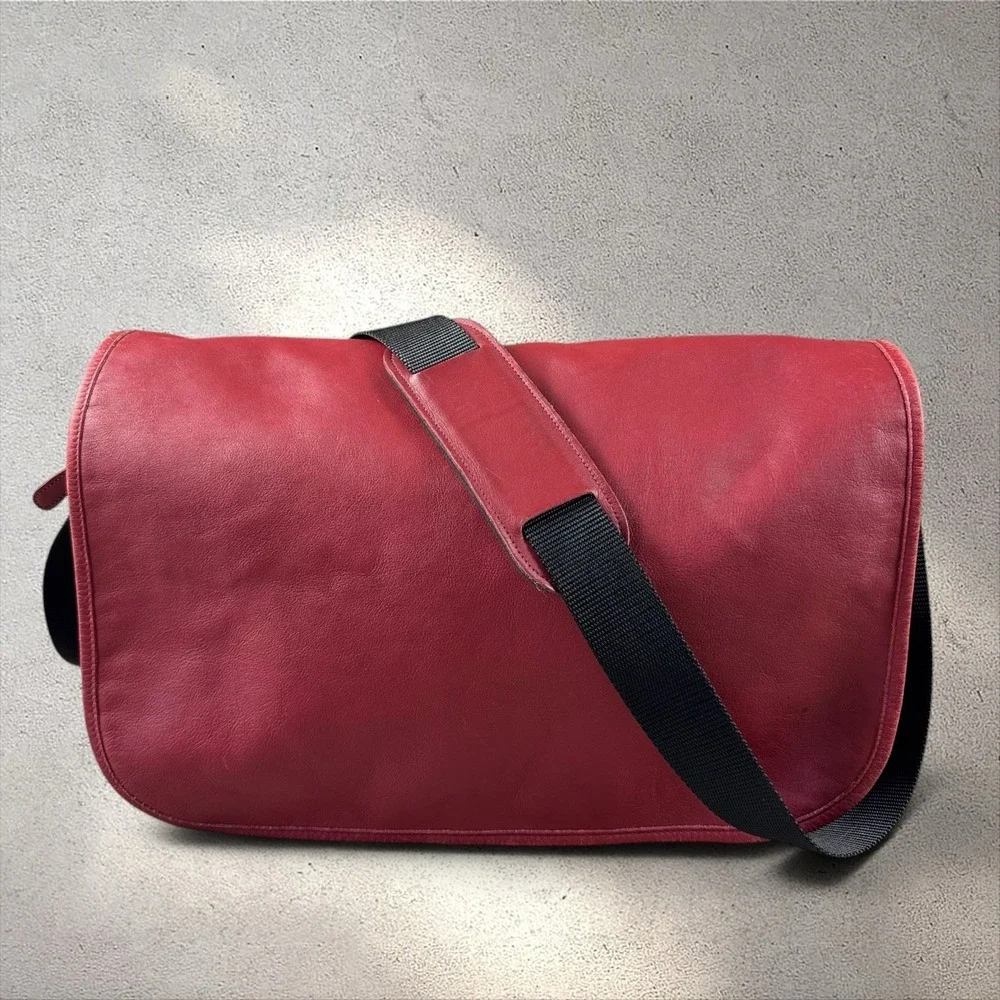 VINTAGE 1996 COACH x ATLANTA OLYMPICS Red Leather Book Messenger Bag #688